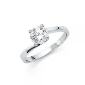 14KW 1.5MM Wide Four Prong Twist CZ Solitaire
