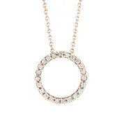 0.09ct Round Diamond 12mm Circle Pendant Necklace in 18K Rose Gold