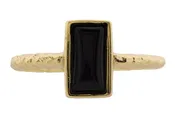 Black onyx bezel set Long Rectangle Ring