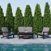 Charlestown Poly Resin Wood Adirondack Style Deep Seat Patio Loveseat