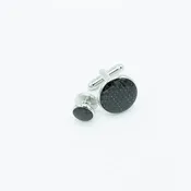 Black Carbon Round Silver Setting/4 Round Studs