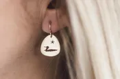 Loon & Star Earrings in 14k Yellow Gold