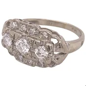 0.50 Carat Vintage 3-Stone Diamond Ring Set in 14 Karat White Gold