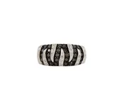 0.40ctw White and Black Diamond Striped Dome Ring in 14K