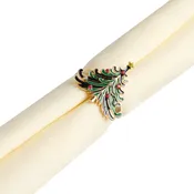 Charm Brooch Metal Christmas Tree Napkin Ring Set of 2