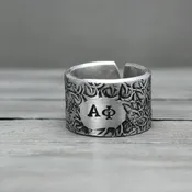 Alpha Phi Floral Textured Ring