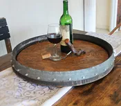 Barrel Head Lazy Susan – Reclaimed Wine or Whiskey Barrel Rotating Turntable