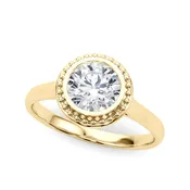14K Yellow Gold Round Bezel Solitaire Engagement Ring