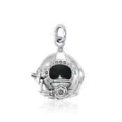 3 Dimensional Diving Helmet Sterling Silver Charm