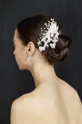 Holly - White and Gold Floral Bridal Comb with Crystals — NK Bride