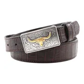 1 1/2" – 1" Tapered Alligator with Longhorn Buckle Belt