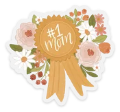 #1 Mom Sticker 3.5x2.7in