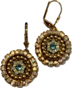 Swarovski Crystal Lever Back Round Mosaic (Gold/Opal)