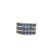 10K Yellow Gold Three Chanel Sapphire Ring