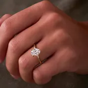 1.54 Oval Natural Diamond Engagement Ring with Solitaire Band