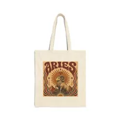 Aries Zodiac Canvas Tote Bag — Retro Ram Astrology Tote — Charmed on South