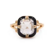 1.51 Ct. Rose Cut Diamond & Black Enamel Engagement Ring from Bespoke by Platt