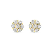 0.20 ct Yellow Gold Flower Stud Bezel Set Diamond Earrings