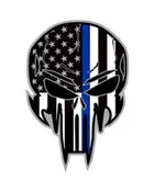 Law Enforcement Blue Line Punisher Skull HAT/Lapel Pin — American Heroes