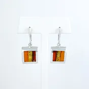 Amber Silver Dangle Earrings