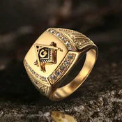 AG Masonic Diamond Stainless Steel Ring