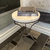 Shop: 2" Calacatta Marble on Antique Iron Base — Adamo Stone Design