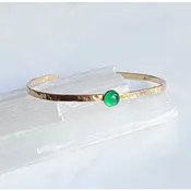 Bonnie Boardman - Hammered Green Onyx Cuff Bracelet (Gold)