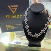Collar Mariposa De Cristal Brass & Circonia Premium Red/ Silver