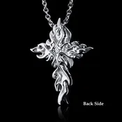 Cross and Fish Pendant, Flame Cross Biker Pendant.