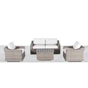 4 Person Sofa Seating Group With Cushions Perfect For Outdoor Gatherings - Gray / Gray Mix