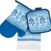 Aegean Blue Greece Key Pattern Kitchen Set