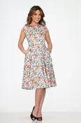 1950s Style Pink Floral Swing Dress with Pockets-Retro Reproduction