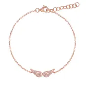 14k Rose Gold Angel Wing Diamond Chain Bracelet .15ctw