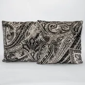 Black and White Paisley Velvet Pillow