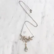 Alluring Art Nouveau Diamond & Aquamarine Necklace
