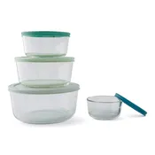 4pc Round Glass Food Storage Set - Beach House