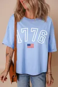Blue '1776' American Flag T-Shirt