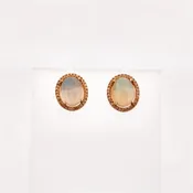 Opal Earrings with Diamond Halos