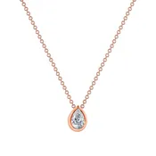 0.20CT Pear Shaped Diamond 18k Gold Bezel Set Necklace