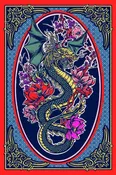 3D - Dragon and Flowers Tattoo - Tapestry