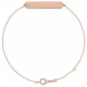 14K Rose Gold .03 CT Diamond Geometric 7-8" Engravable Bracelet. BRC769:2041:P