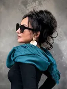 Teal Blue Merino Wool Scarf