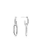 18k White Gold Double Link Earrings, Diamonds