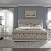Abbey Park King California Sleigh Bed, Dresser & Mirror, Night Stand