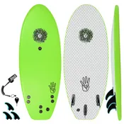 4-4 4ft 4in Bodyboard - Soft Top Short Foam Surfboard for Beginners and Kids - Includes Leash and Fins