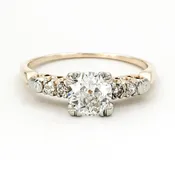 Vintage 14 Karat Gold Engagement Ring With 0.49 Carat Old European Cut Diamond EGL – E SI1