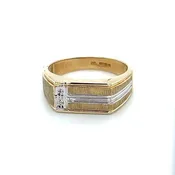 10K Two-Tone Gold Diamond Gentleman's Ring; 3.9g; Size 10