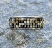 Custom Olive Branch Band Ring - Japanese Glass & Stainless Steel | sirlin hall jewelry