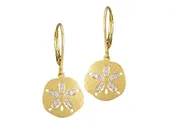 14K Diamond Sand Dollar Leverback Earrings