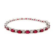 14kn White Gold 6.85 Ct Ruby, 0.88 Ct Diamond Bracelet